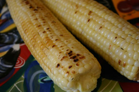 Mexican Grilled Corn On The Cob With Chipotle Maple Orange Sauce
